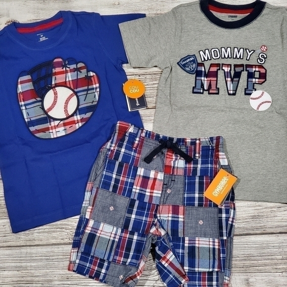 5T T-Shirts 4T Shorts Baseball Outfit Gymboree NWT - Picture 1 of 12